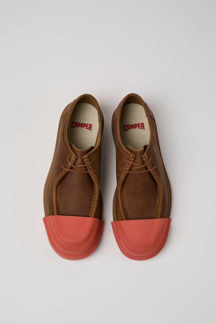 Overhead view of Junction Brown Regenerative Leather Shoes for Men.