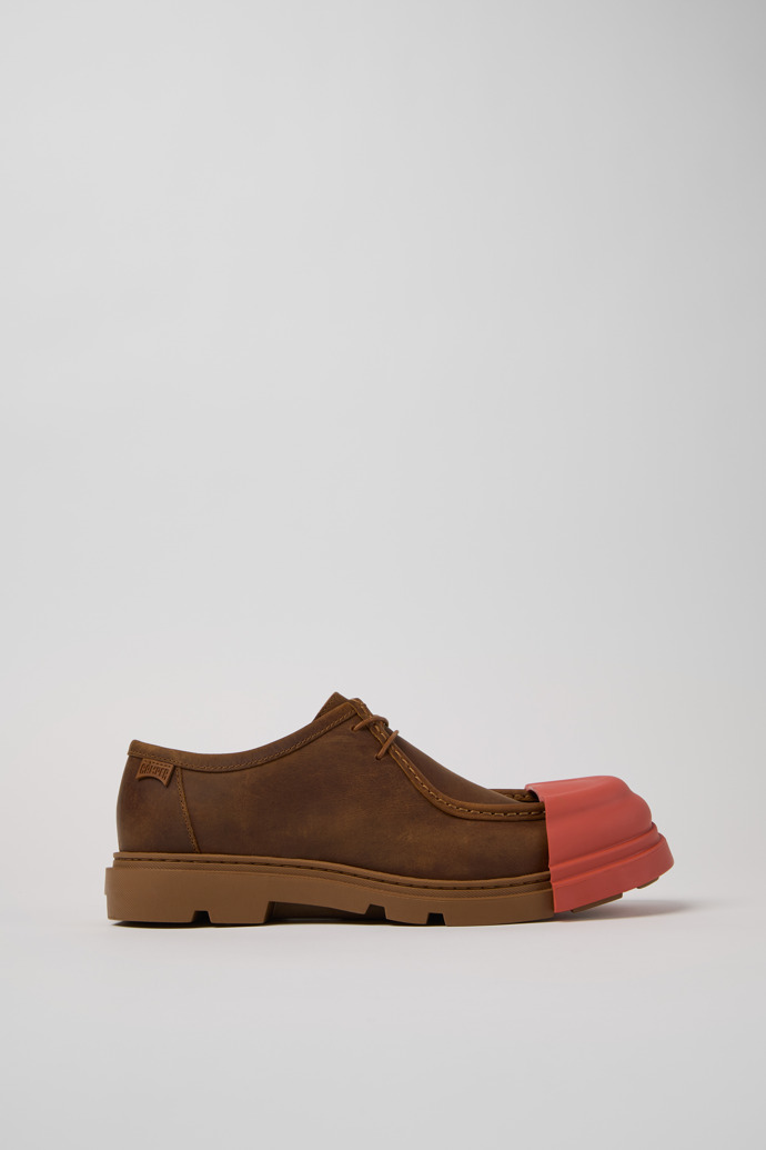 Side view of Junction Brown Regenerative Leather Shoes for Men.
