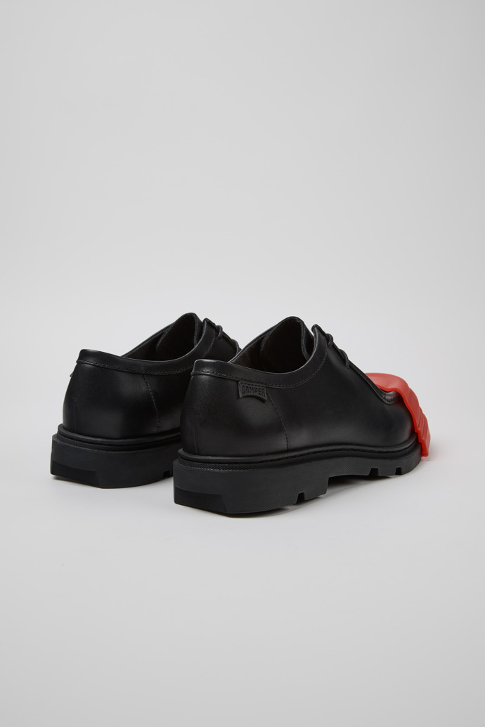 Back view of Junction Black Leather Shoes for Men.