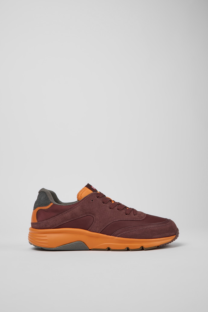 Side view of Drift Burgundy and orange textile sneakers for men