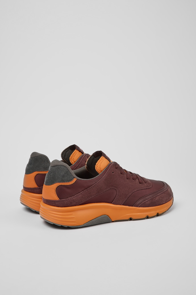 Back view of Drift Burgundy and orange textile sneakers for men