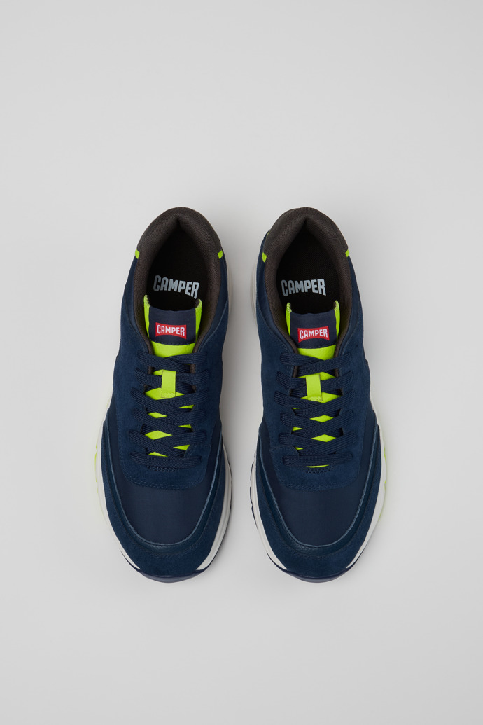 Overhead view of Drift Gray Leather Sneakers for Men.