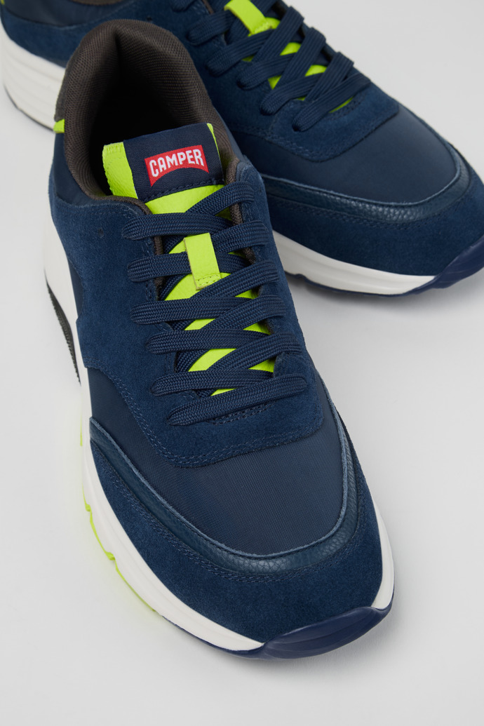 Close-up view of Drift Gray Leather Sneakers for Men.