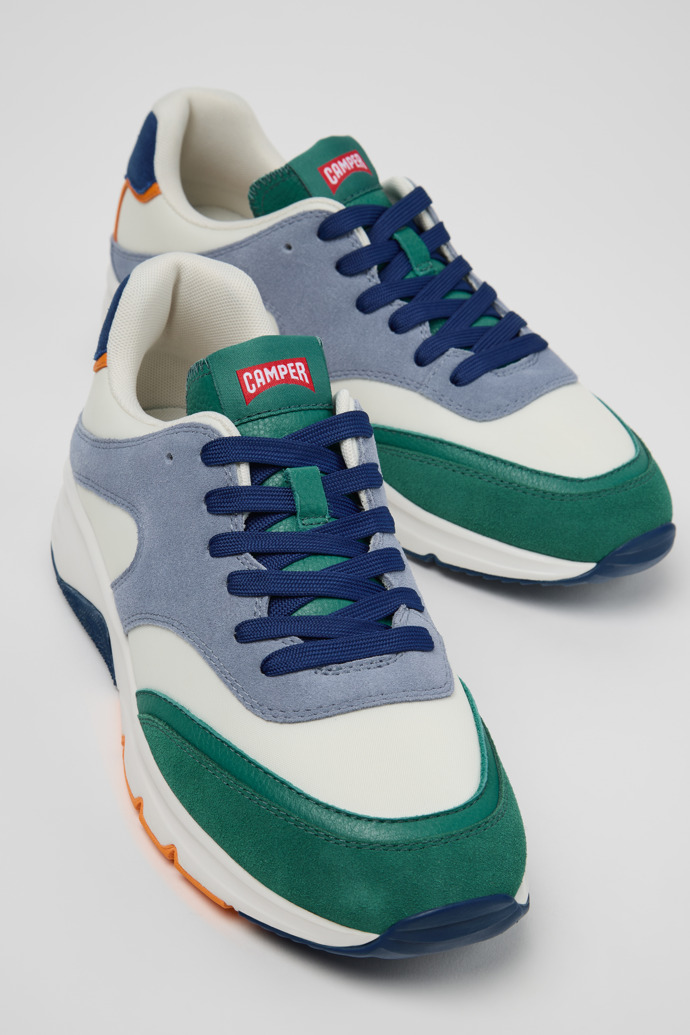 Close-up view of Drift Multicolor Textile and Nubuck Sneakers for Men.