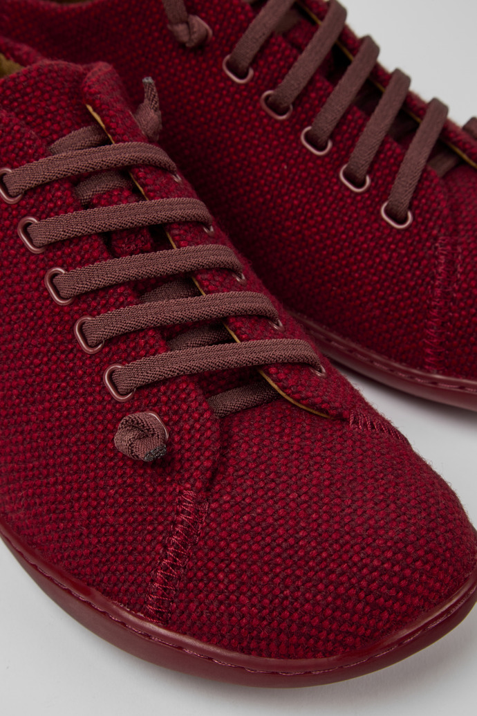 Close-up view of Peu Burgundy wool and viscose shoes for men