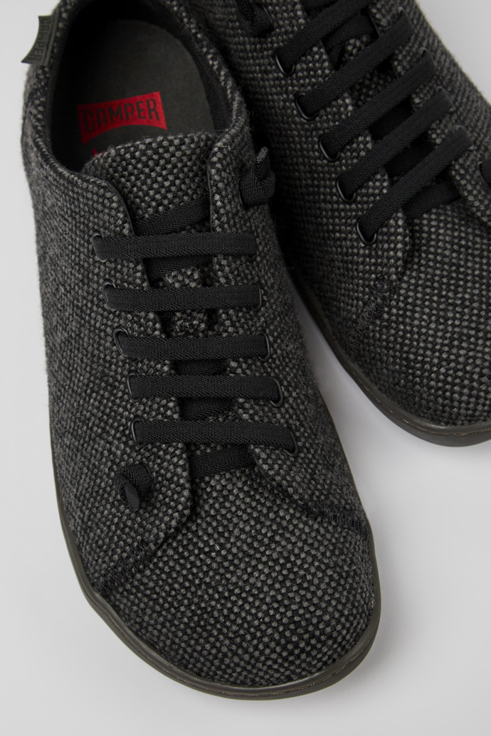 Close-up view of Peu Gray wool and viscose shoes for men