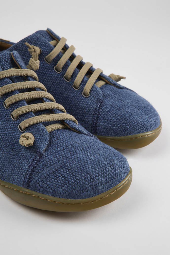 Close-up view of Peu Blue textile shoes for men