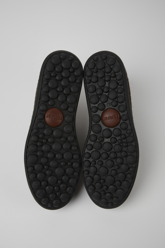 The soles of Pelotas Brown wool, viscose, and leather shoes for men