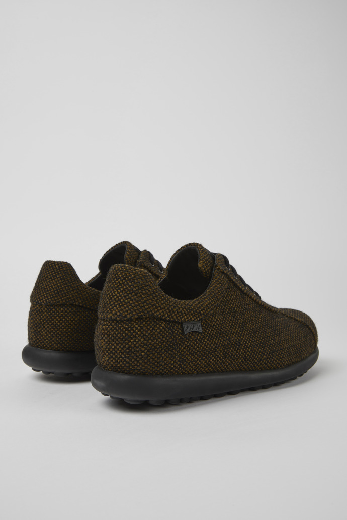Back view of Pelotas Brown wool, viscose, and leather shoes for men