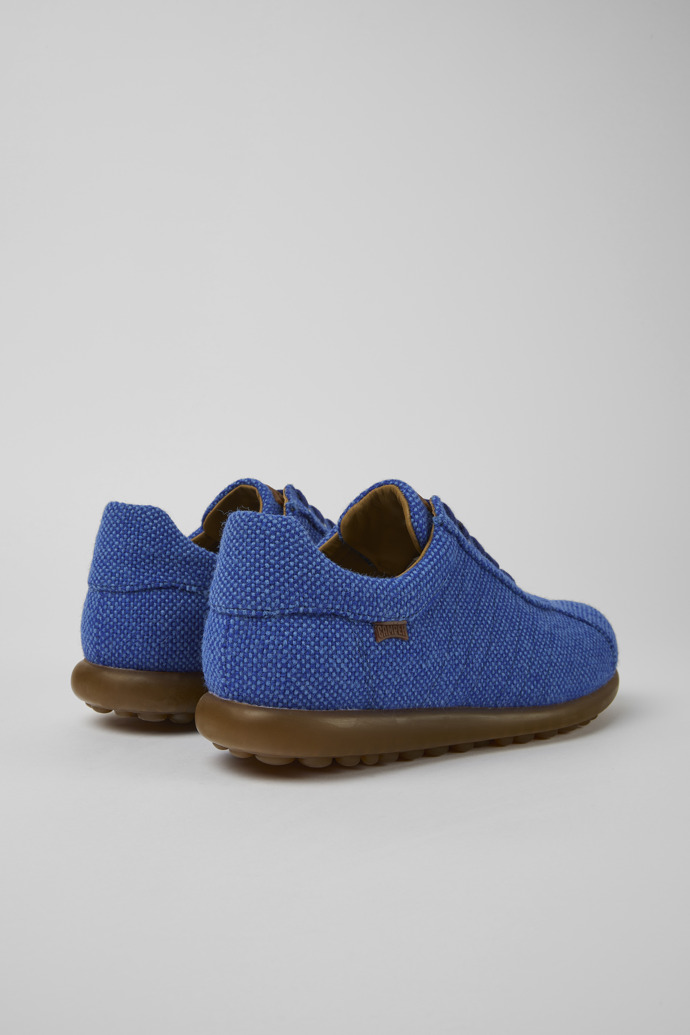 Back view of Pelotas Blue wool, viscose, and leather shoes for men
