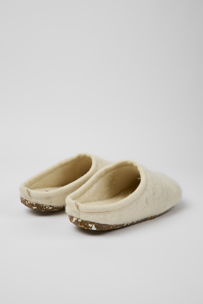 Back view of Wabi Beige wool slippers for men