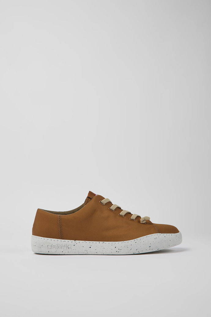 Side view of Peu Touring Brown textile sneakers for men