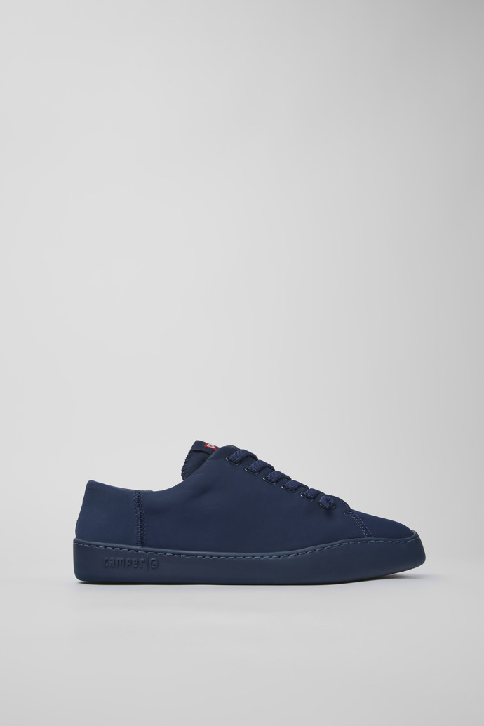 Side view of Peu Touring Blue Textile Sneaker for Men