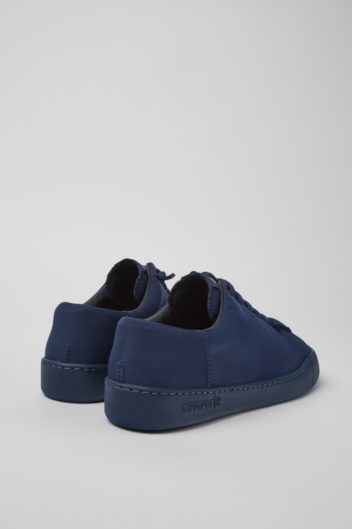 Back view of Peu Touring Blue Textile Sneaker for Men