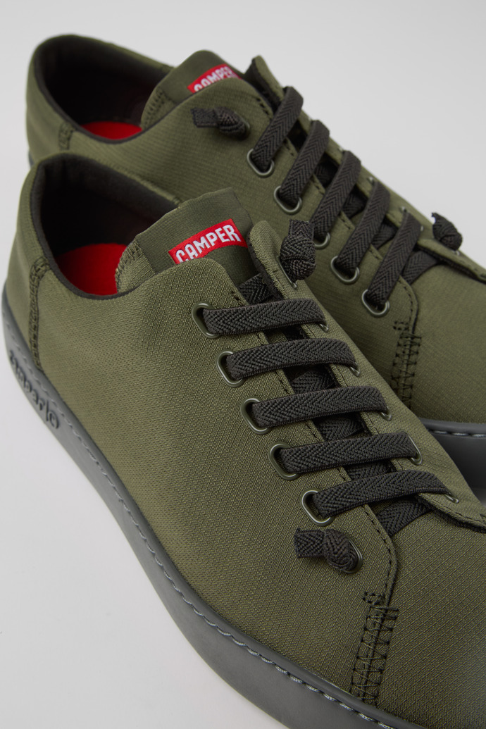 Close-up view of Peu Touring Green Recycled PET Men's Sneakers.