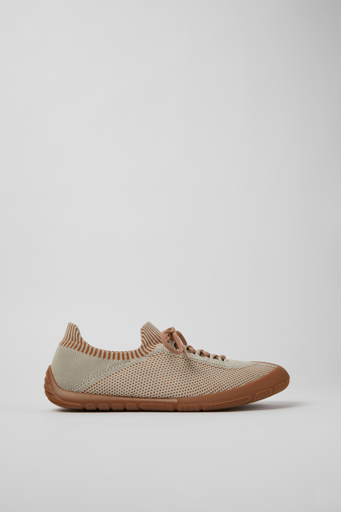 Side view of Path Gray and brown textile sneakers for men