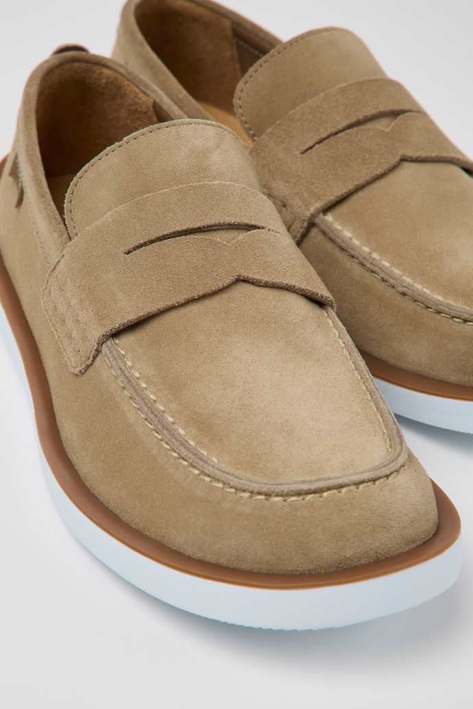Close-up view of Wagon Beige nubuck shoes for men