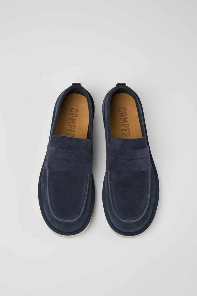 Overhead view of Wagon Blue nubuck shoes for men