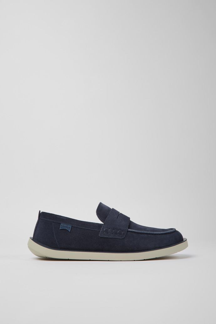 Side view of Wagon Blue nubuck shoes for men