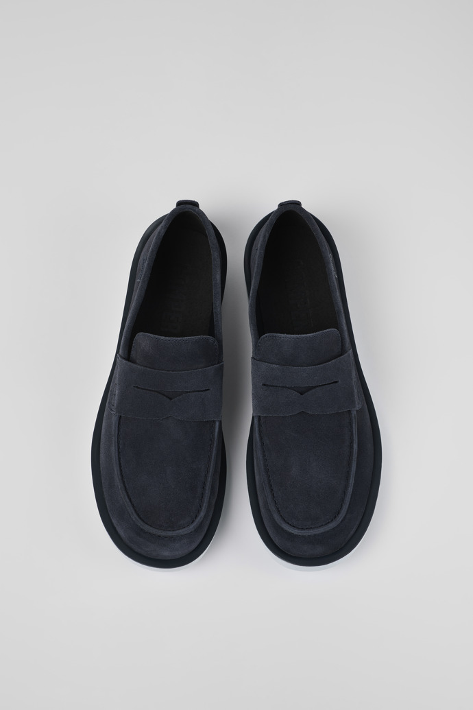 Overhead view of Wagon Blue Nubuck Moccasin for Men