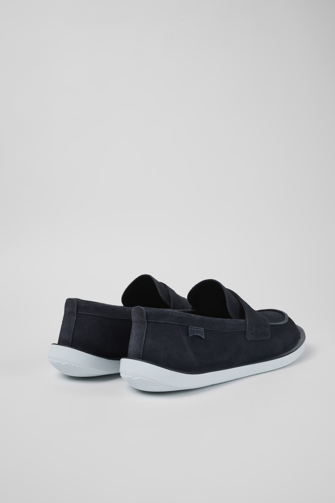 Back view of Wagon Blue Nubuck Moccasin for Men