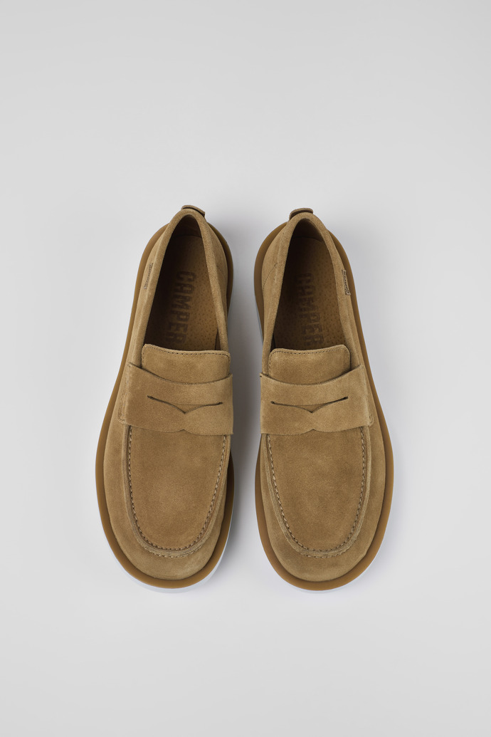 Overhead view of Wagon Brown Nubuck Moccasin for Men