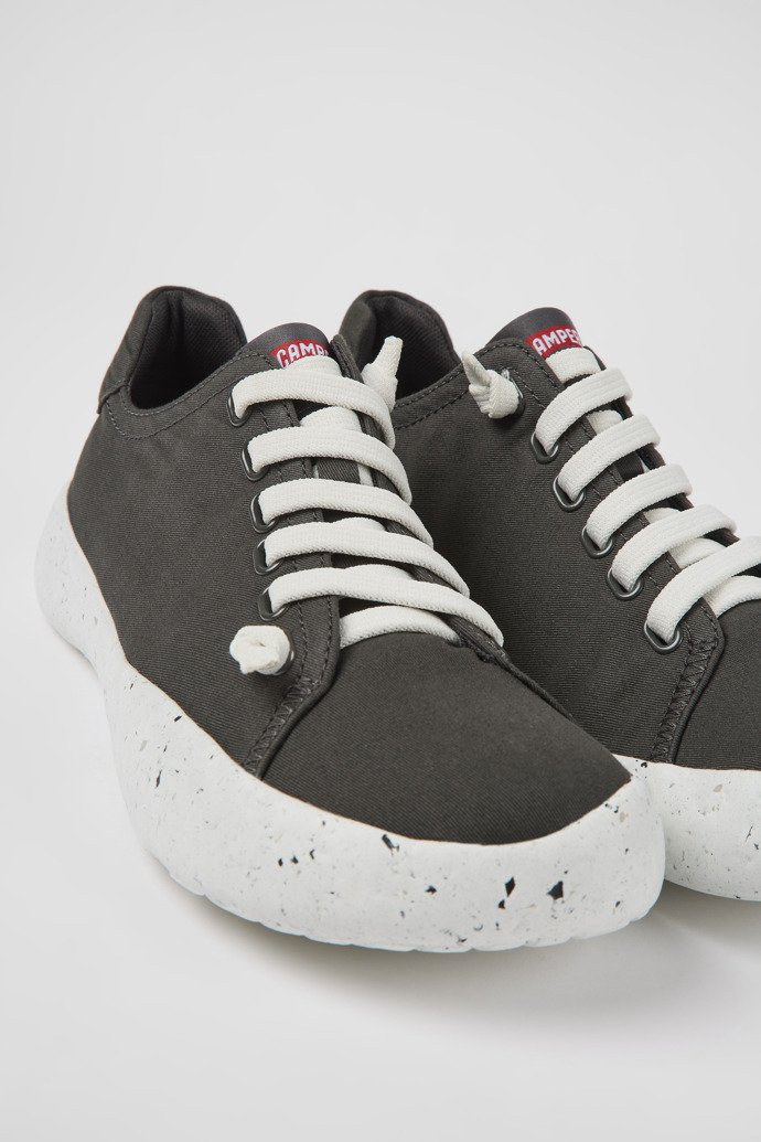 Close-up view of Peu Stadium Gray textile sneakers for men
