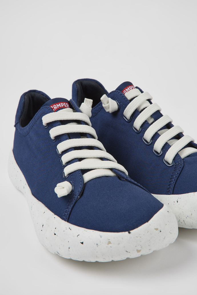 Close-up view of Peu Stadium Blue textile sneakers for men