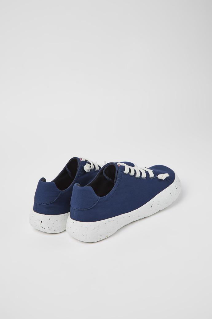 Back view of Peu Stadium Blue textile sneakers for men