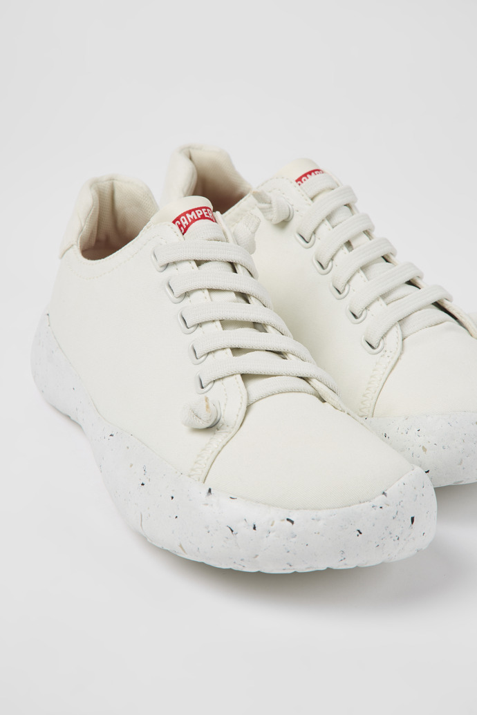 Close-up view of Peu Stadium White textile sneakers for men