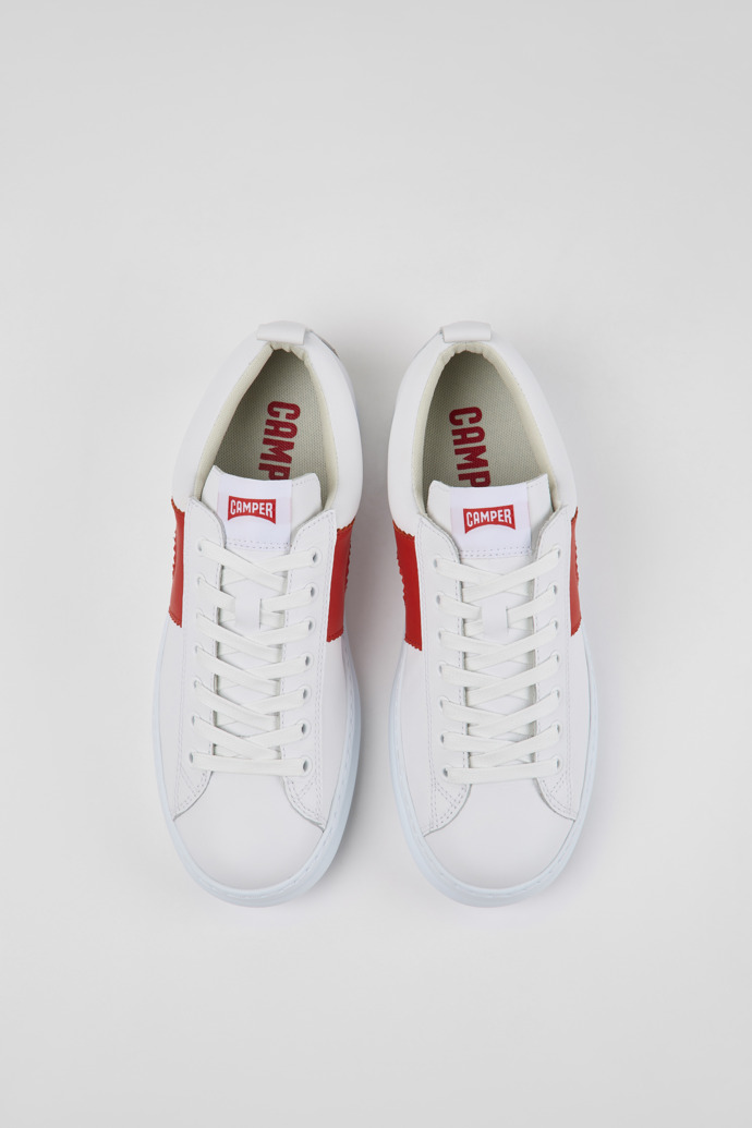 Runner Sneaker da uomo in pelle bianca e rossa
