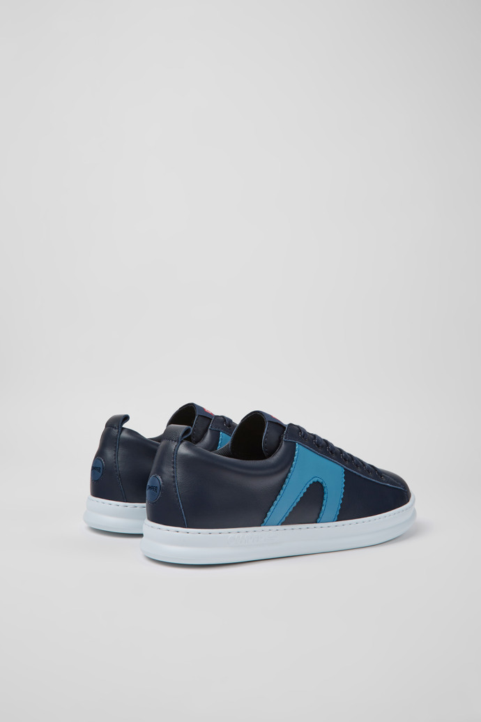 Back view of Runner Blue leather sneakers for men