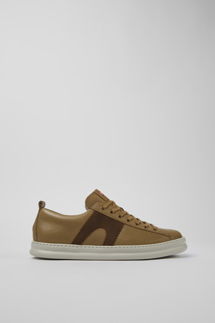 Image of Side view of Runner Brown Leather Sneaker for Men