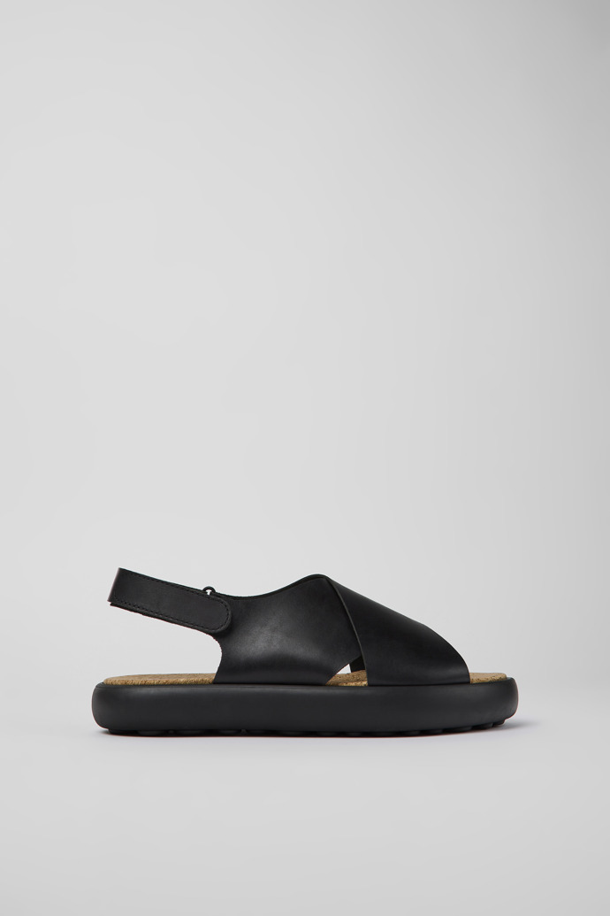 Side view of Pelotas Flota Black leather sandals for men