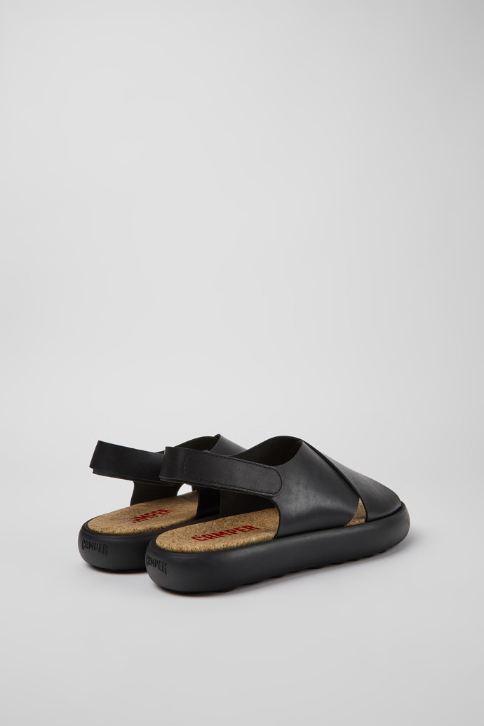 Back view of Pelotas Flota Black leather sandals for men