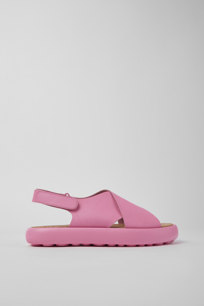 Side view of Pelotas Flota Pink leather sandals for men