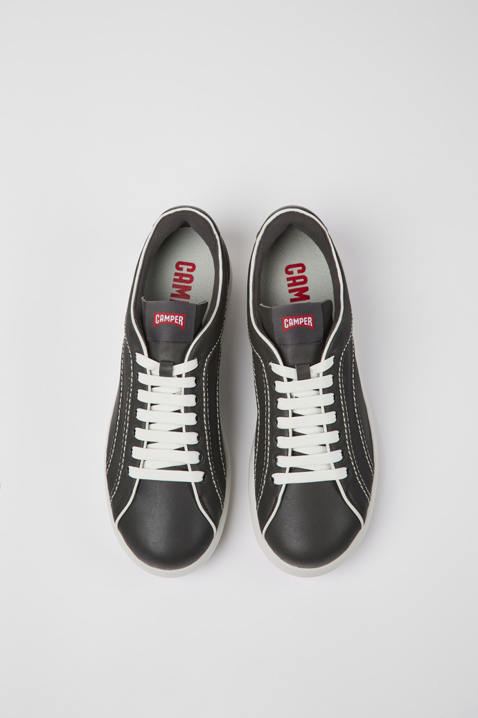 Overhead view of Pelotas XLite Dark gray leather sneakers for men