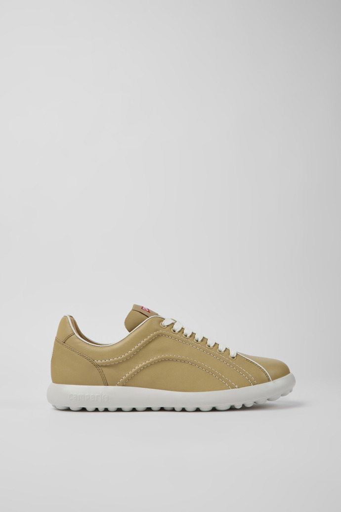 Image of Side view of Pelotas XLite Beige leather sneakers for men