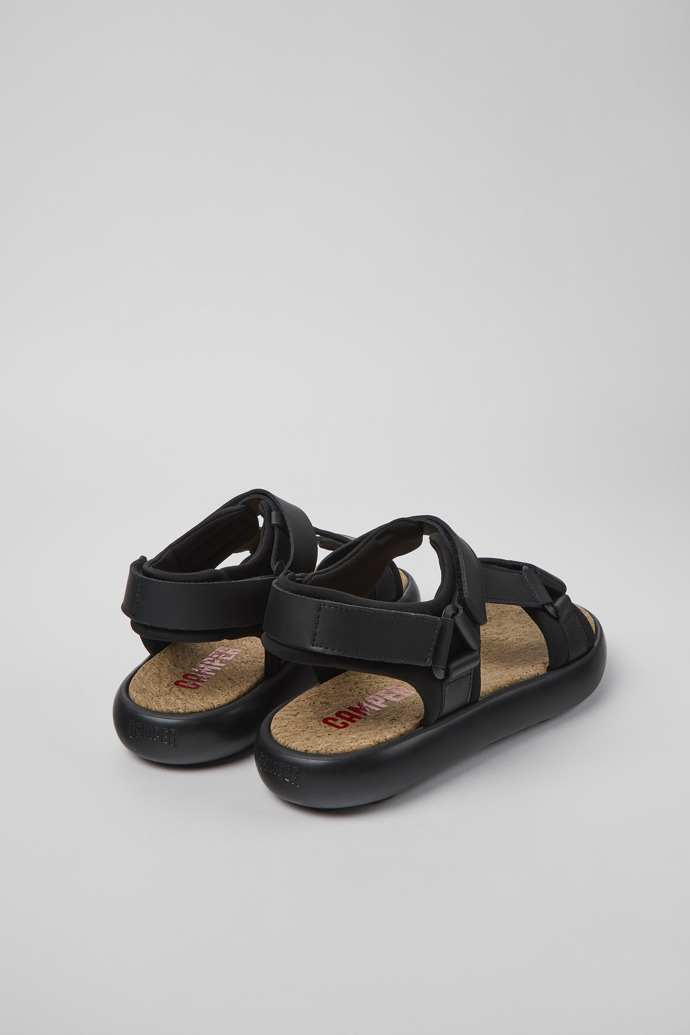 Back view of Pelotas Flota Black leather and textile sandals for men