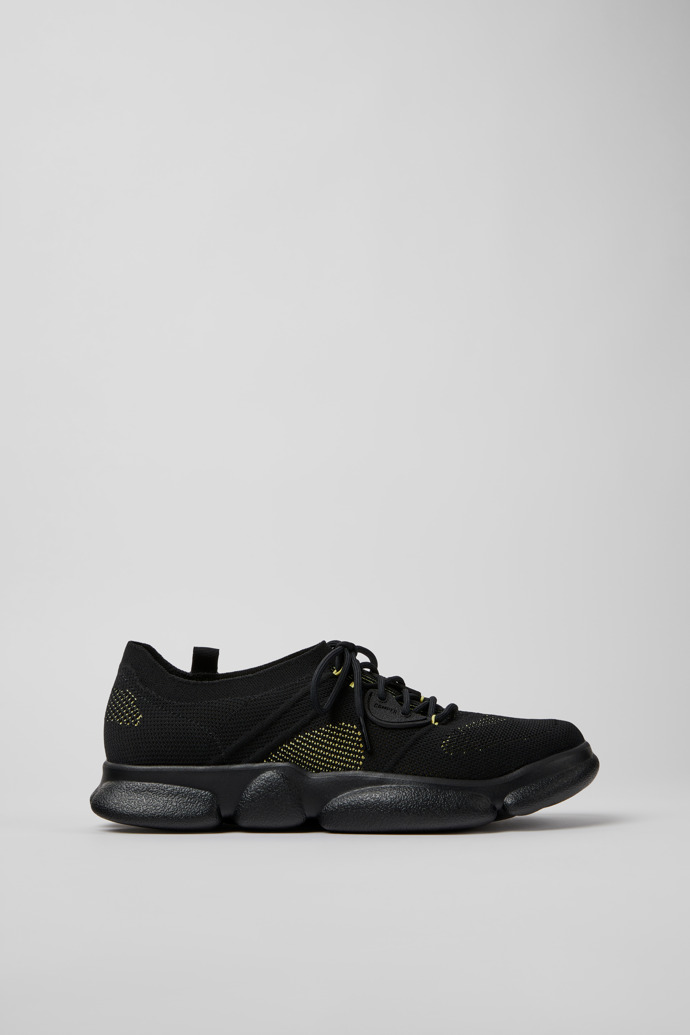 Image of Side view of Karst Black textile sneakers for men