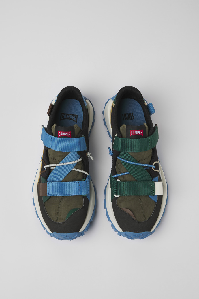 Overhead view of Twins Multicolored textile and nubuck sneakers for men