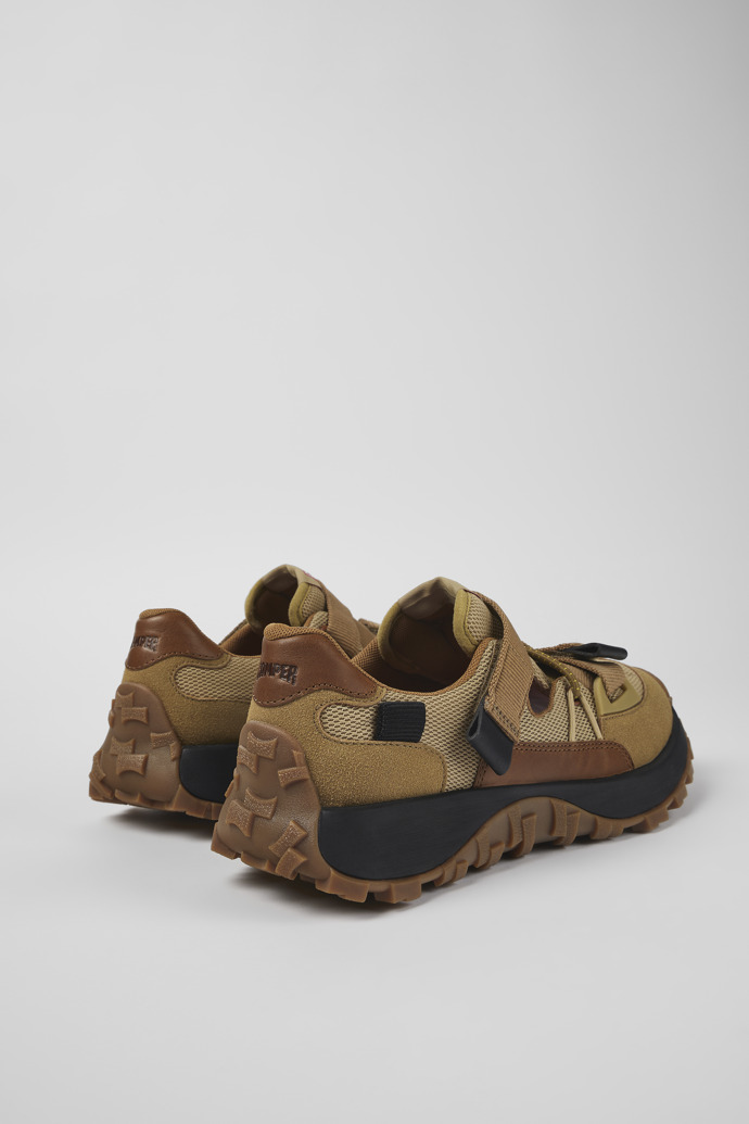 Drift Trail 棕色拼色布面拼接磨砂革男士運動鞋後面