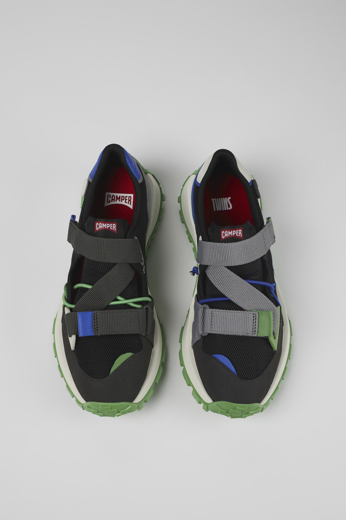 Image of Overhead view of Twins Multicolored Textile/Leather Sneaker for Men