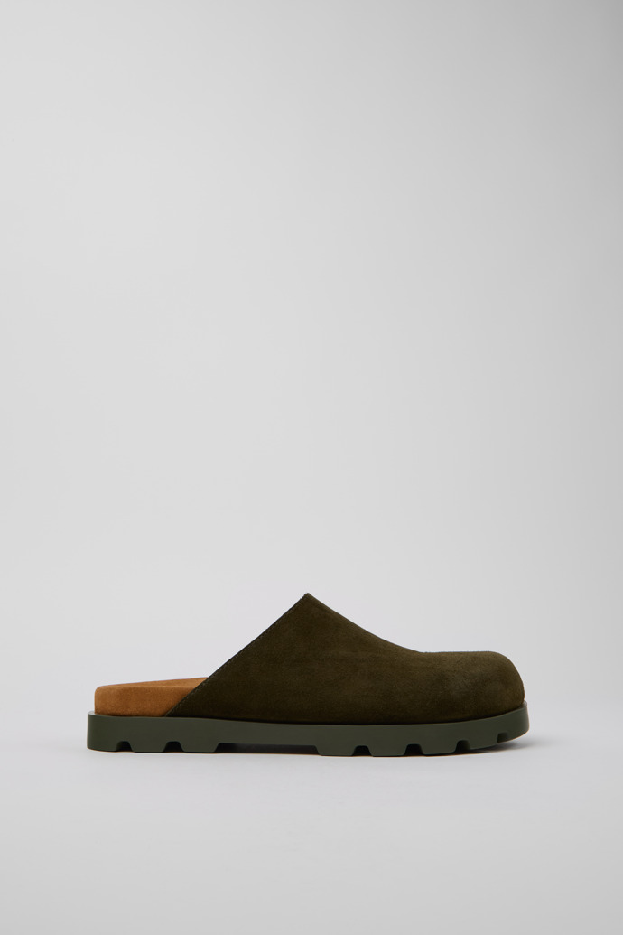 Side view of Brutus Sandal Green Nubuck Sandals for Men.