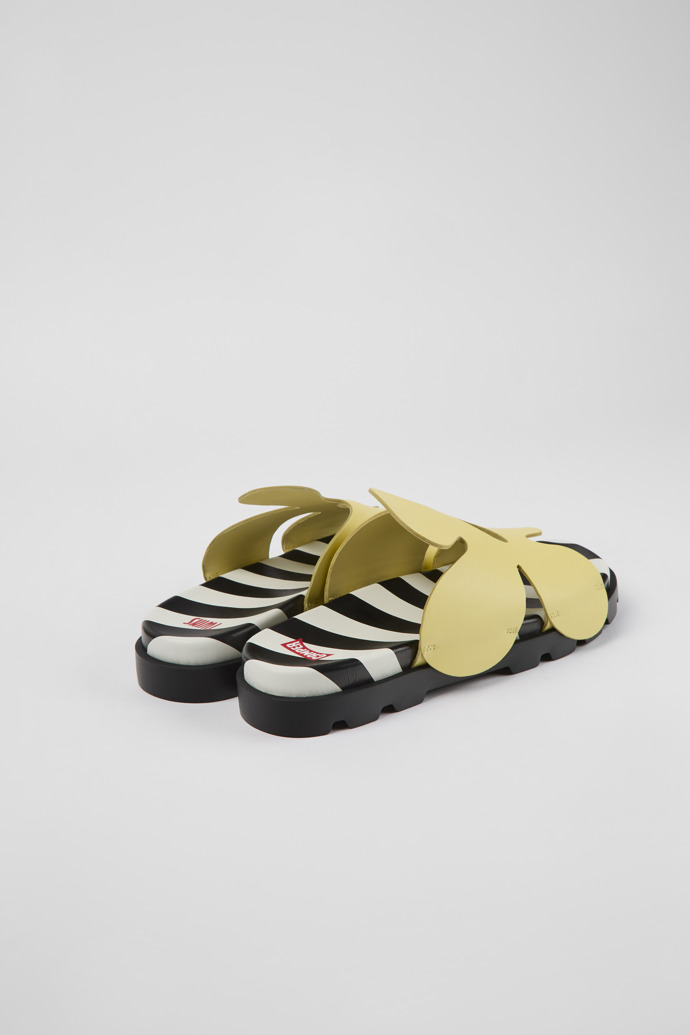 Back view of Twins Yellow leather sandals for men