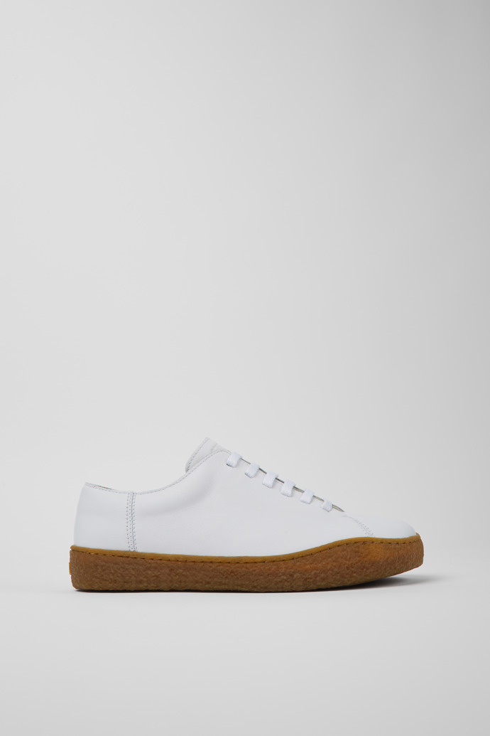 Side view of Peu Terreno White leather shoes for men