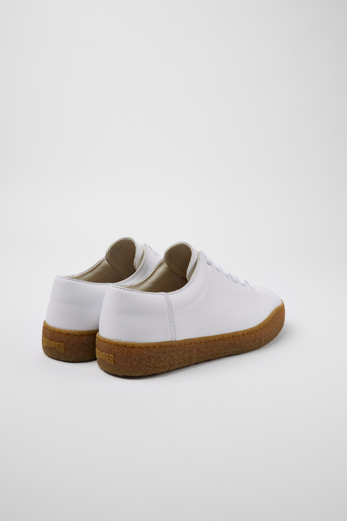 Back view of Peu Terreno White leather shoes for men