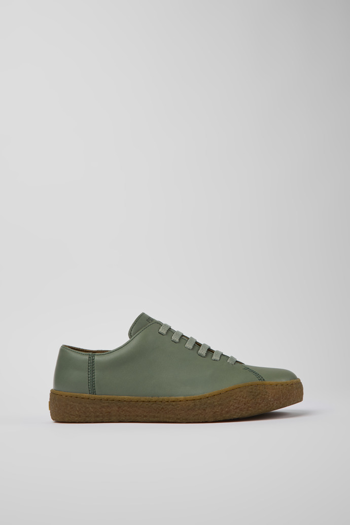Side view of Peu Terreno Green leather shoes for men