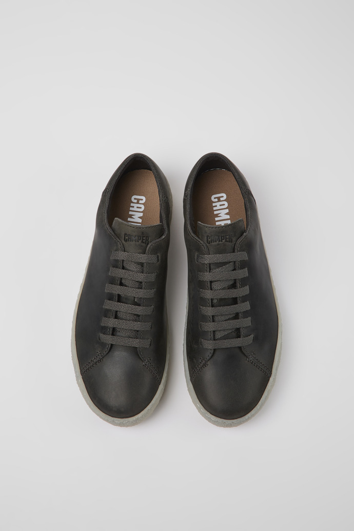 Overhead view of Peu Terreno Gray leather shoes for men
