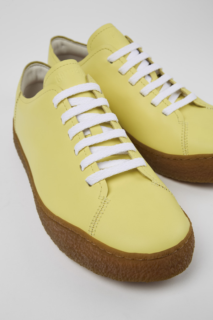 Close-up view of Peu Terreno Yellow Leather Sneaker for Men